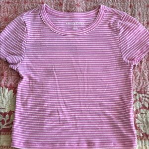 American Eagle Outfitters Pink and White Tee